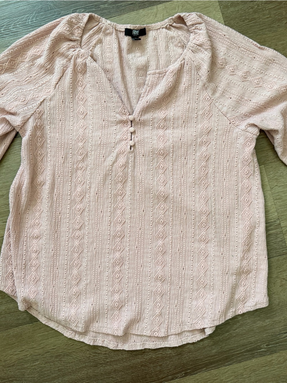 Frye Light Pink Textured Eyelet Blouse